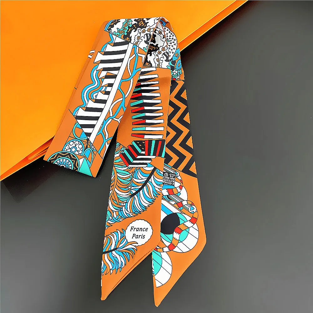 Saddle Print Summer Skinny Silk Scarf