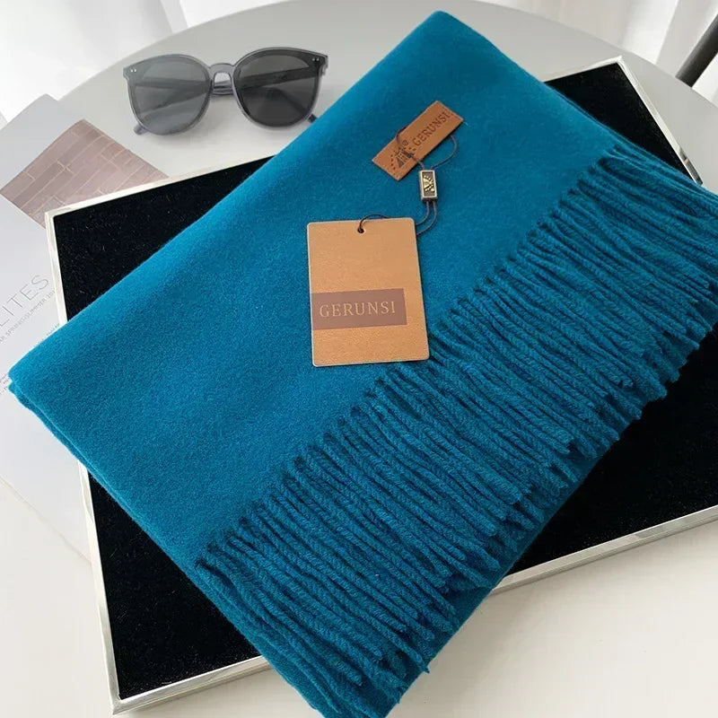 Cashmere Scarf Thick Warm Pashmina  Solid Color Tassel