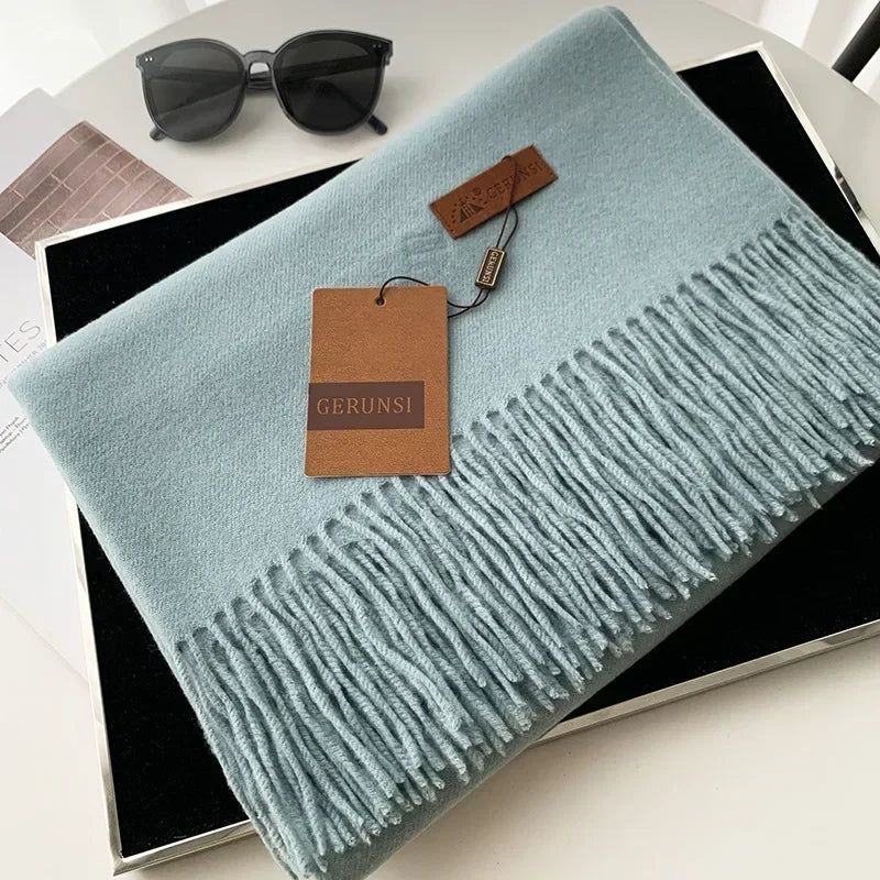 Cashmere Scarf Thick Warm Pashmina  Solid Color Tassel