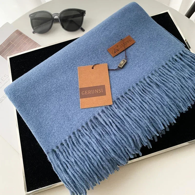 Cashmere Scarf Thick Warm Pashmina  Solid Color Tassel