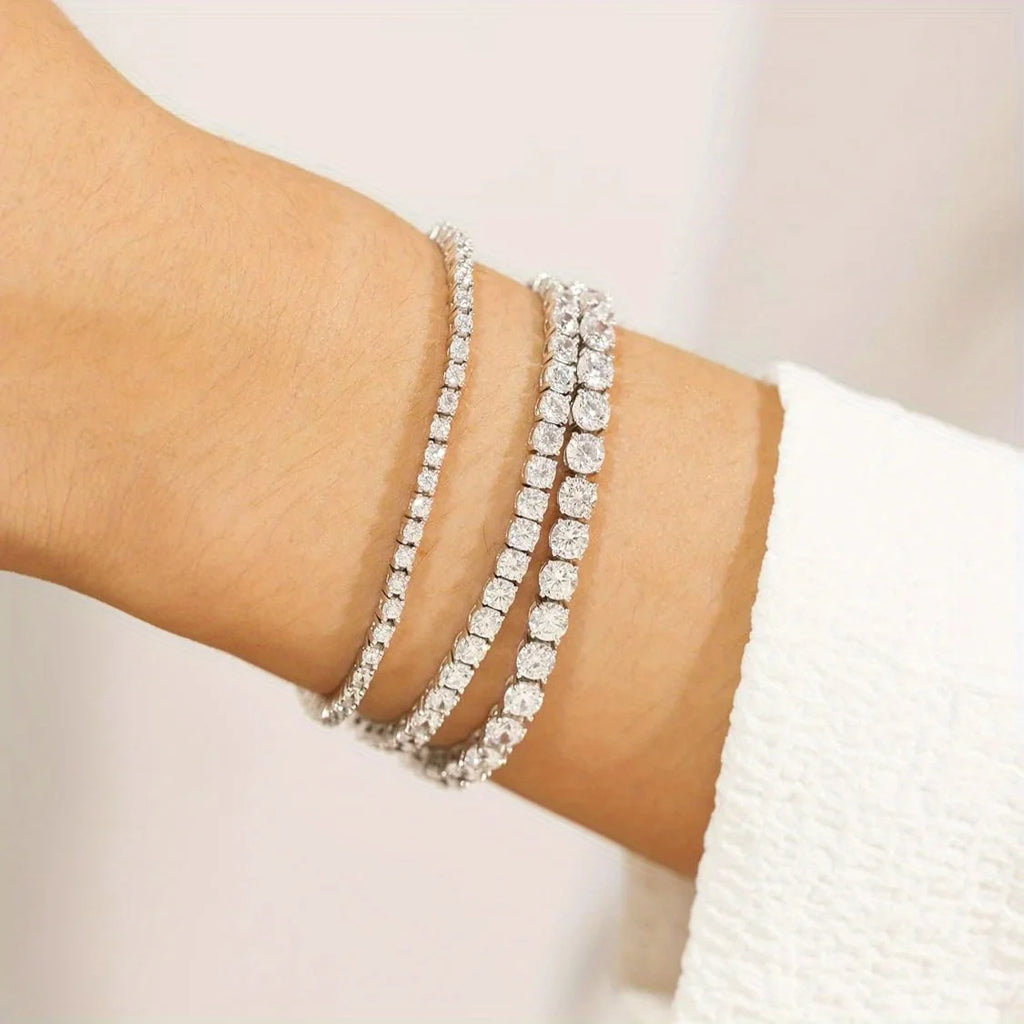 Sterling Silver Tennis Bracelet 2/ 3/ 4/ 5mm Moissanite6.69-8.66inch Length