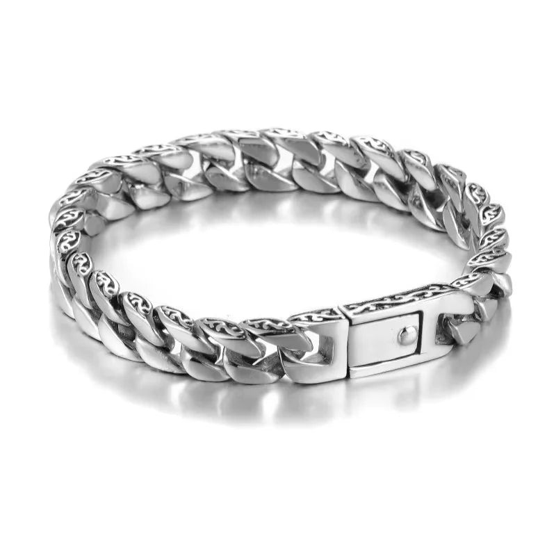 Silvery Plated Miami Cuban Chain Bracelet Men's