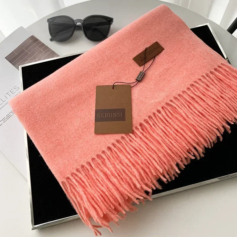 Cashmere Scarf Thick Warm Pashmina  Solid Color Tassel