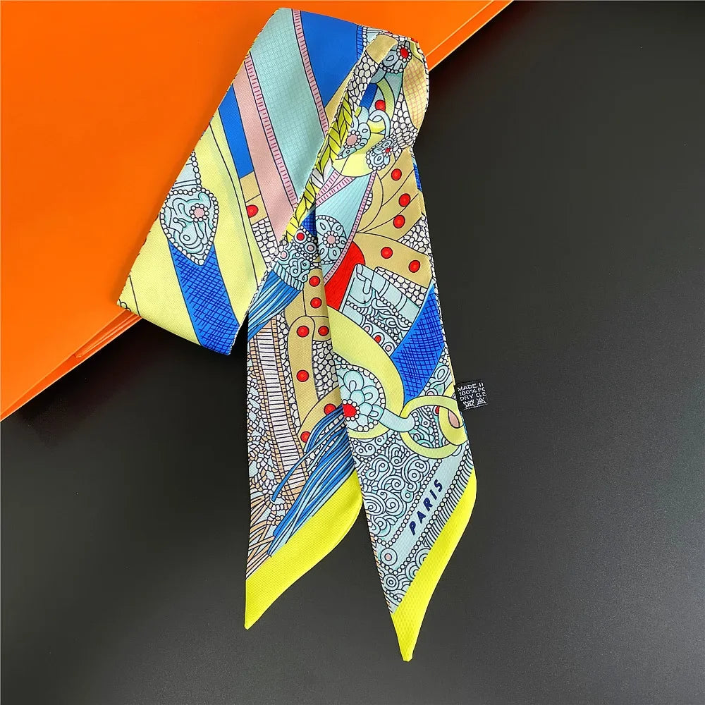 Saddle Print Summer Skinny Silk Scarf