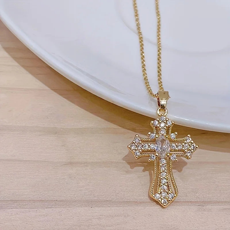 Gold color Cross Pendant Necklace
