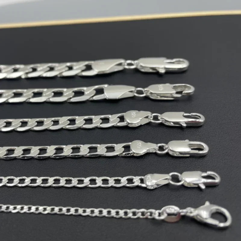 Sterling Silver Necklace 2/4/6/8/10/12MM 40-75cm