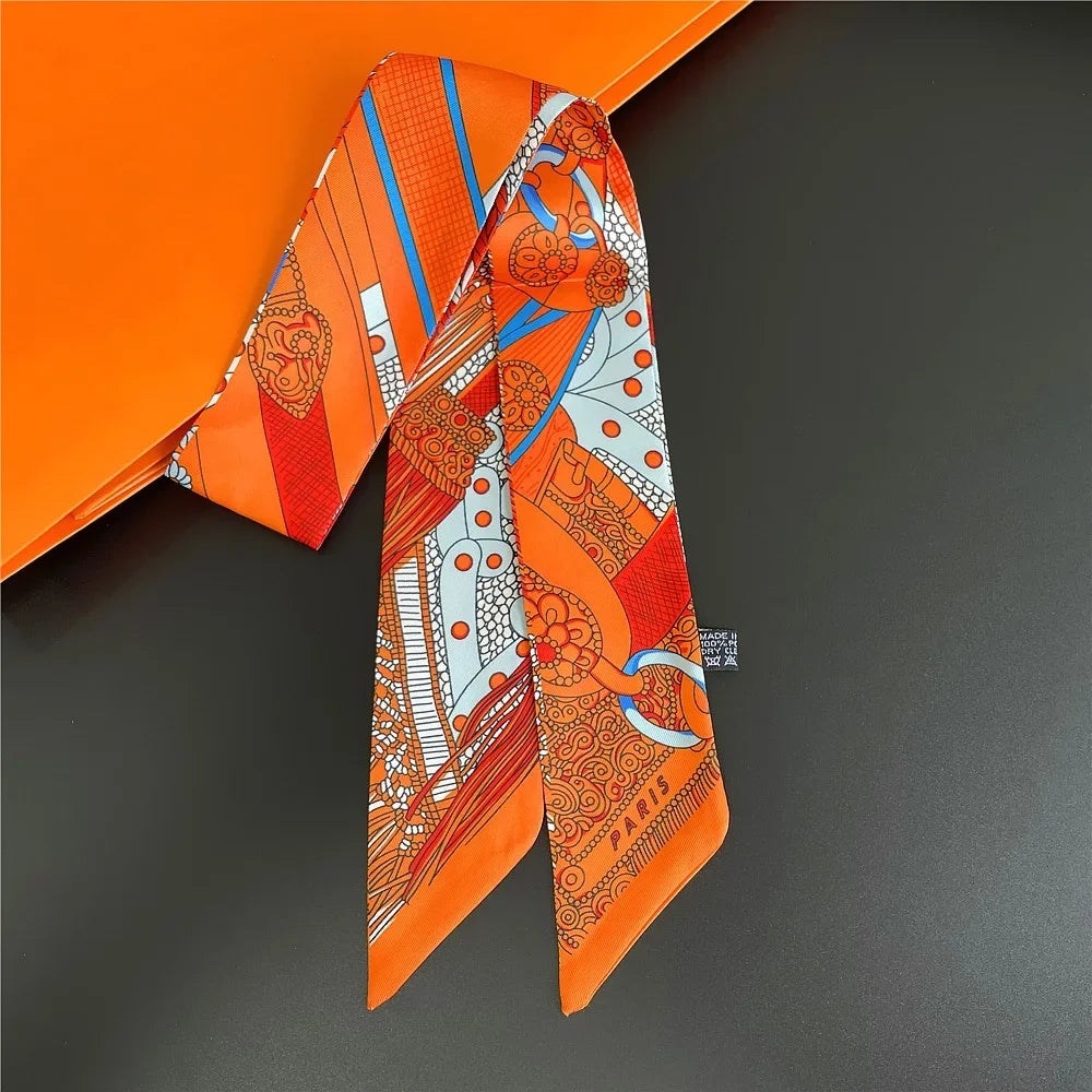 Saddle Print Summer Skinny Silk Scarf