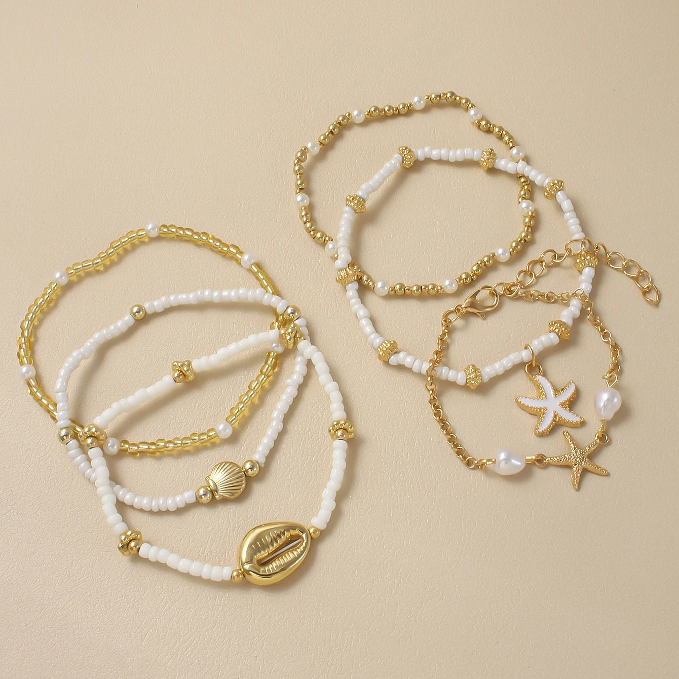 Vintage Seed Bead Stacked Bracelet Set