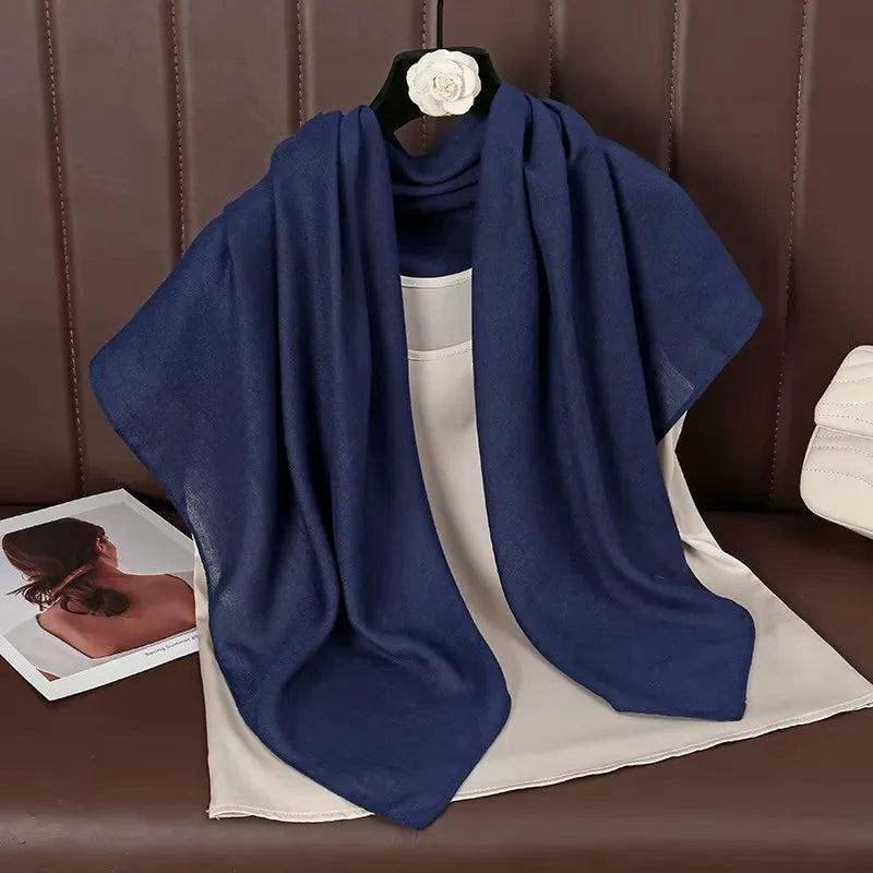 90*90cm Square Scarves Solid Color Cotton Linen