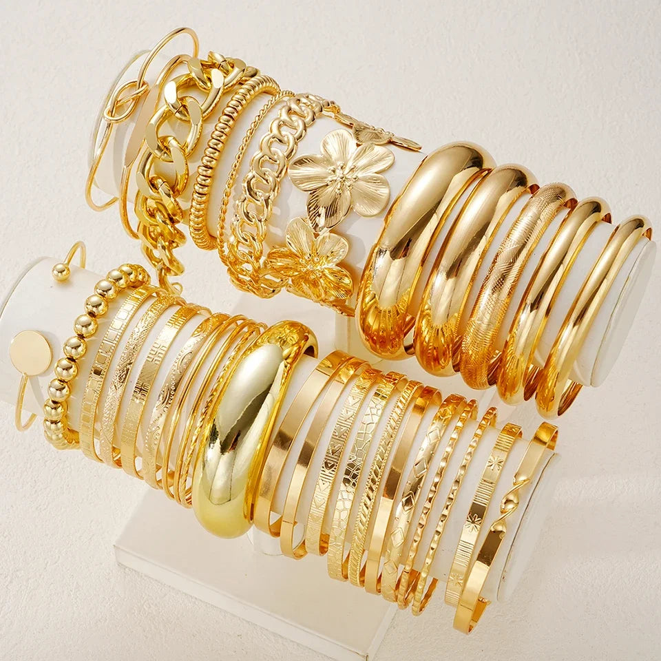 Vintage Elegant Multi-Piece Stacking Bracelets