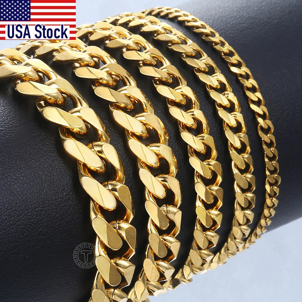 3-11MM Gold Color Stainless Steel Bracelets