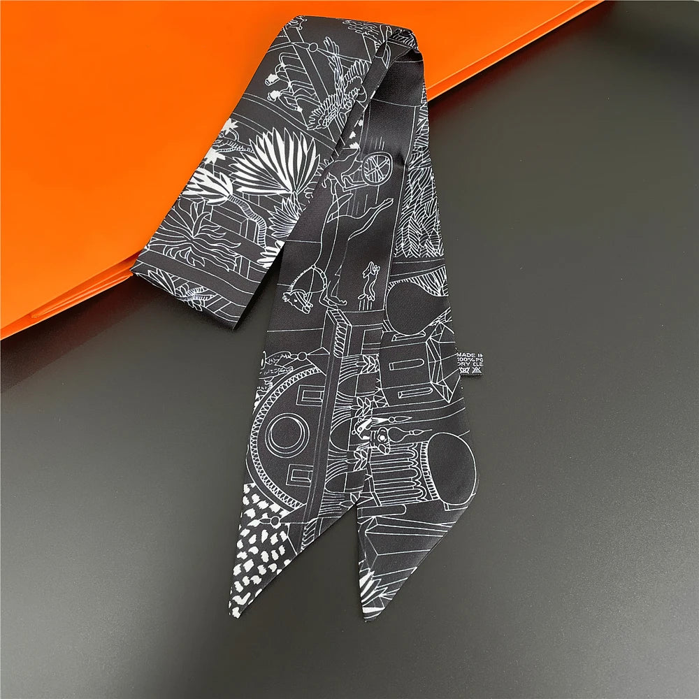 Saddle Print Summer Skinny Silk Scarf