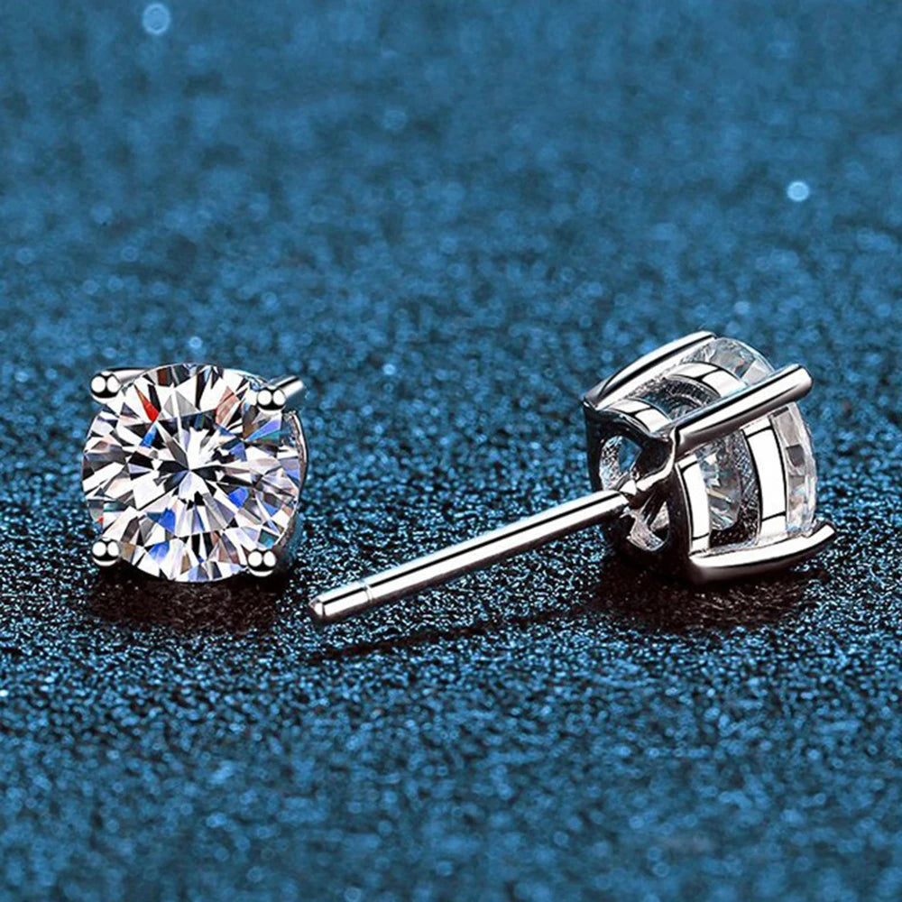Classic Sterling Silver Gold  Stud Earrings