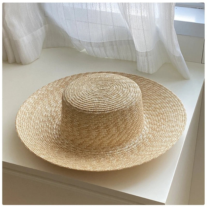 12/13CM Wide Brim Women Straw Strap Summer Sun Hats with Chin For Women UV Sun Protection Beach UPF Derby Travel Cap Sombreros