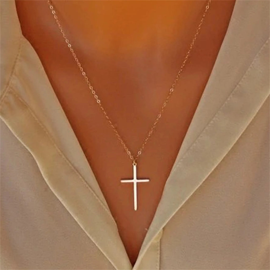 Gold Plated  Cross Unisex Pendant Necklace