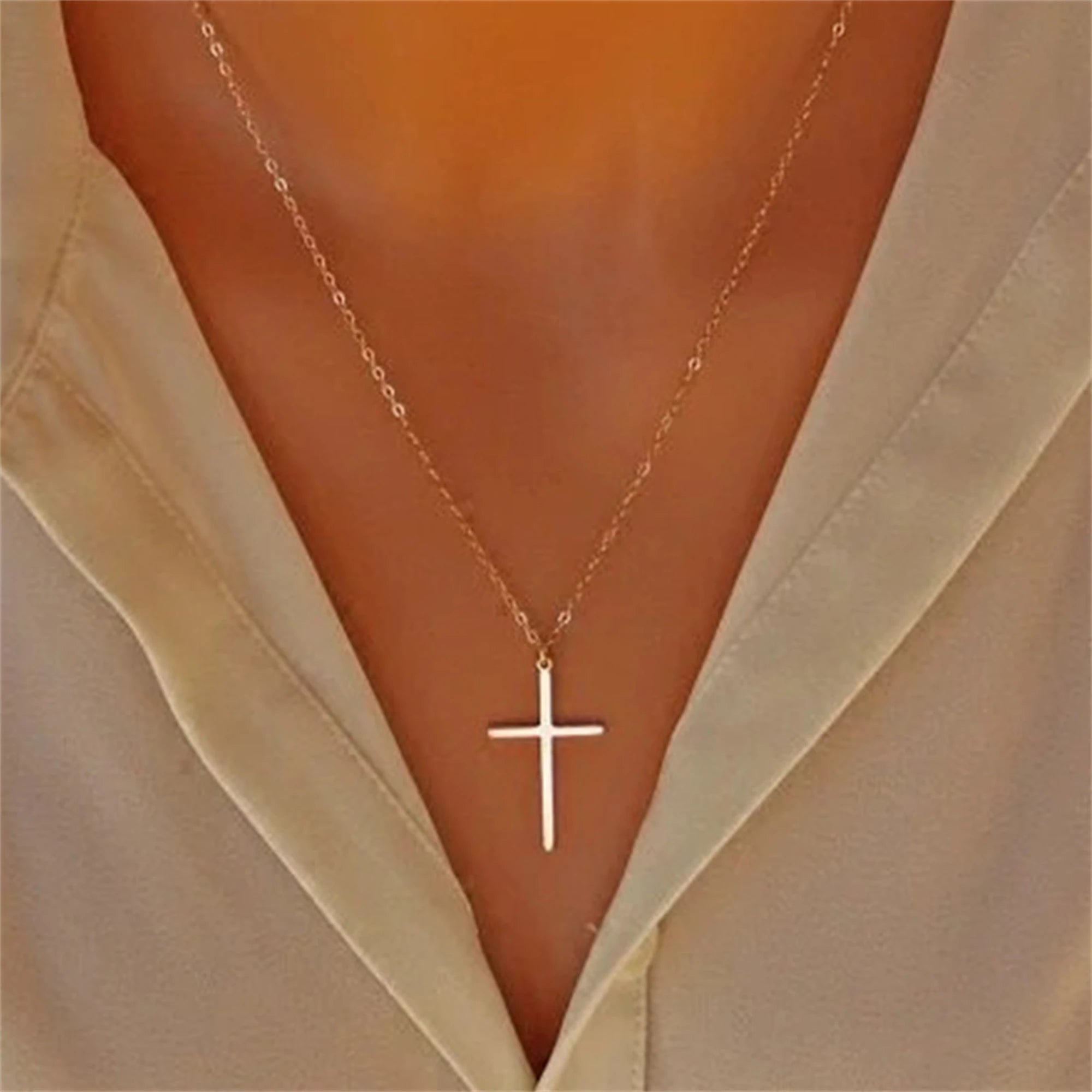 Gold Plated  Cross Unisex Pendant Necklace