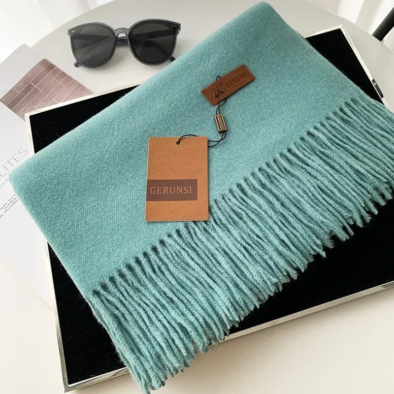 Cashmere Scarf Thick Warm Pashmina  Solid Color Tassel