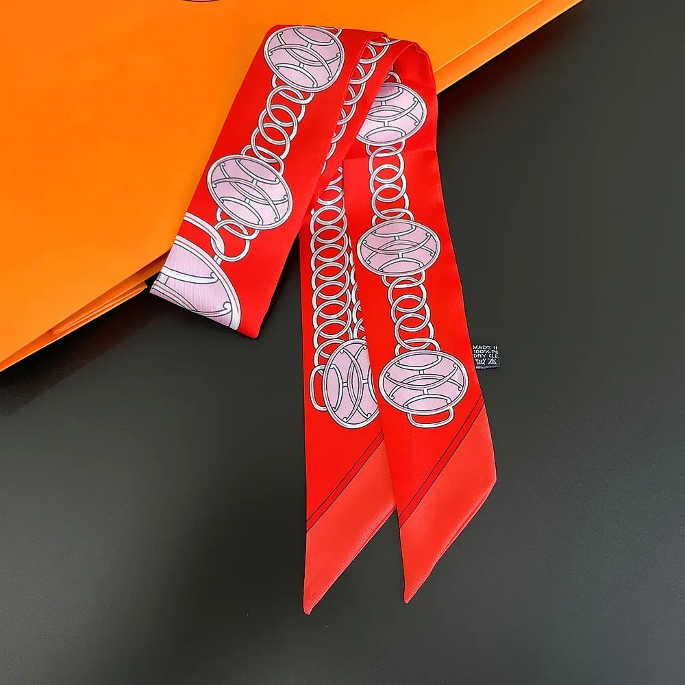 Saddle Print Summer Skinny Silk Scarf
