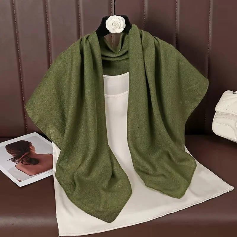 90*90cm Square Scarves Solid Color Cotton Linen