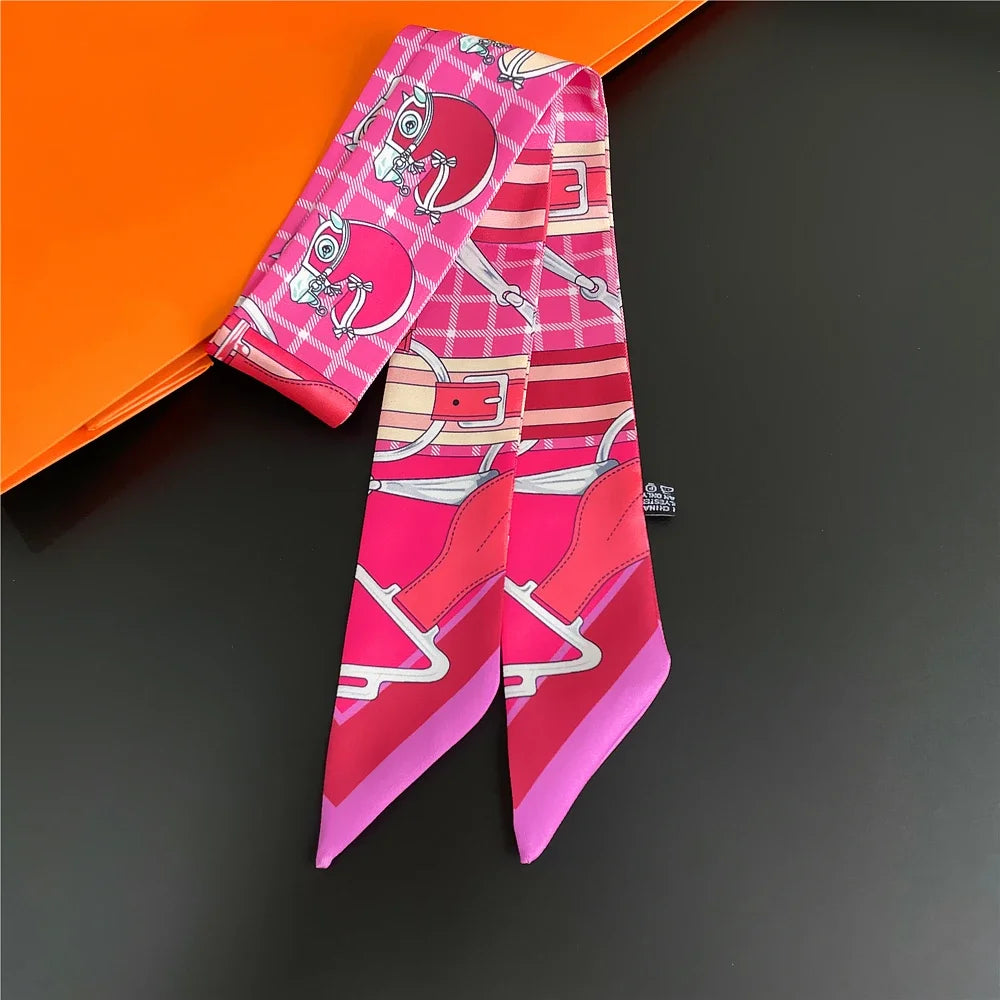 Saddle Print Summer Skinny Silk Scarf