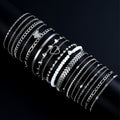 19Pcs/Set New Design Silver Color Anklet Sets for Women Fashion Pearl Butterfly Heart Crystal Foot Chain Versatile Daily Jewelry