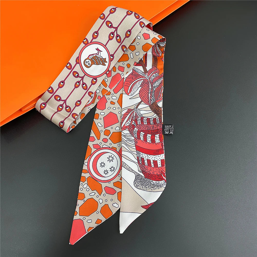 Saddle Print Summer Skinny Silk Scarf