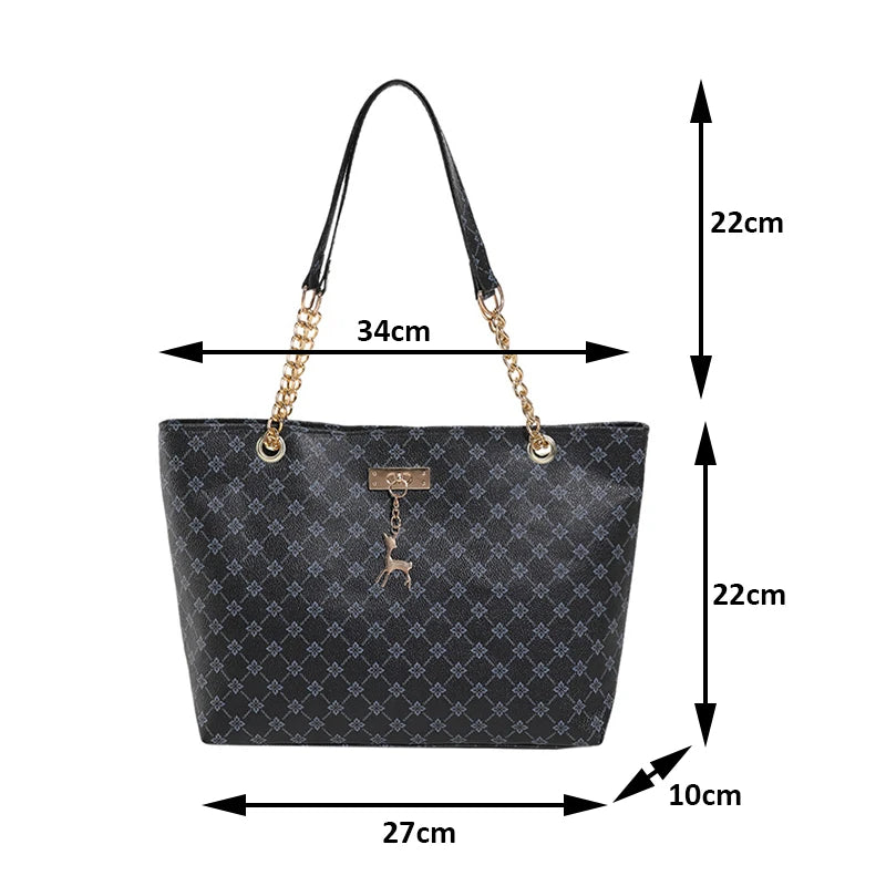 Texture Soft Leather Large Capacity Tote