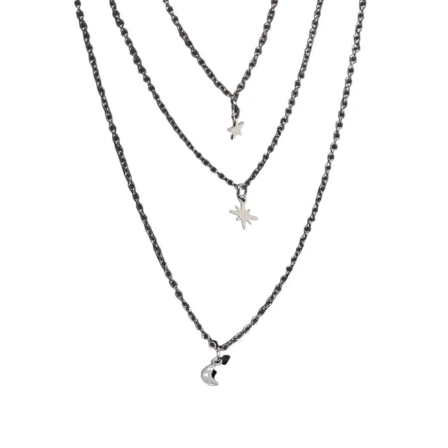 Star & Moon Design Layered Necklace