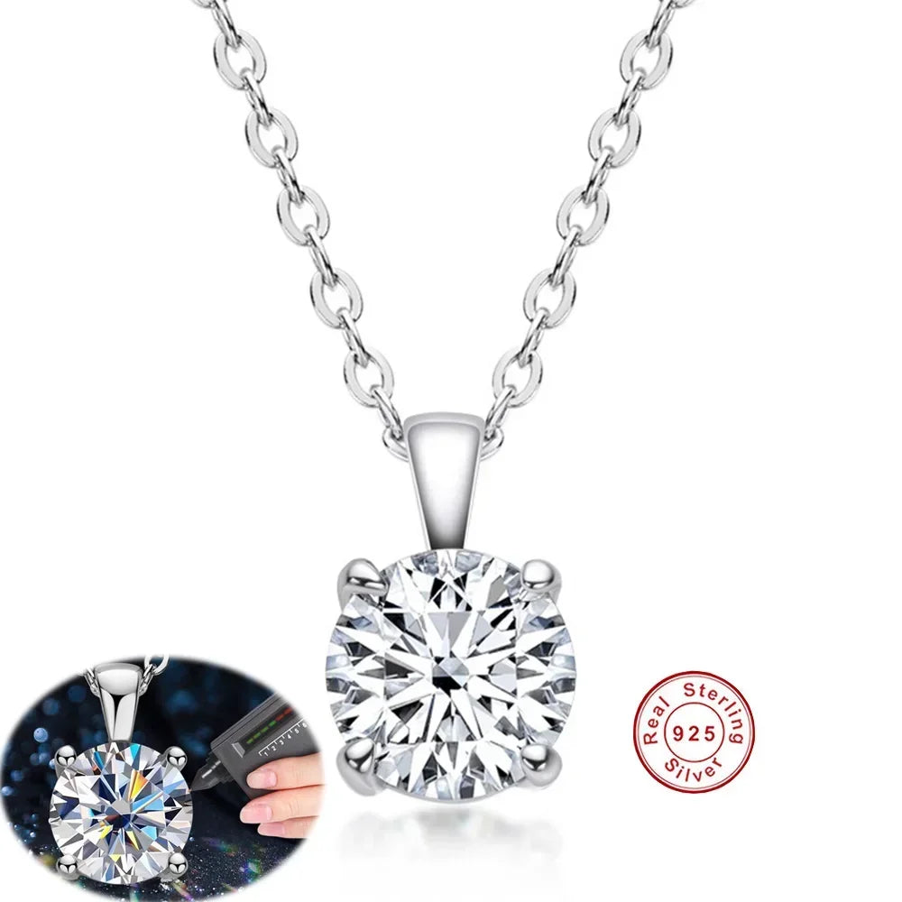 Sterling Silver  Moissanite Pendant Collarbone Chain