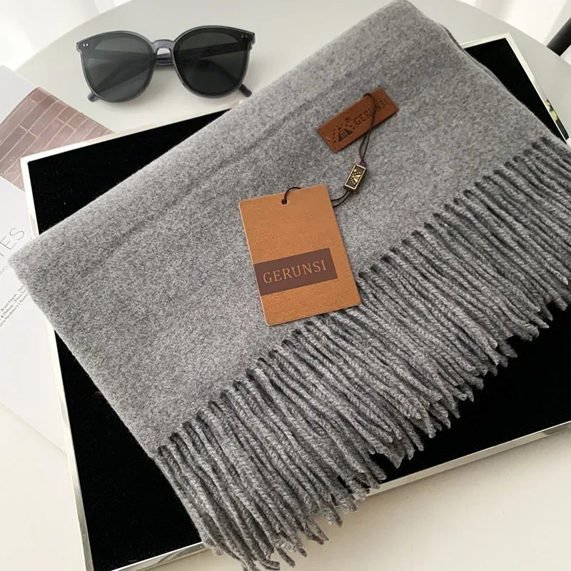 Cashmere Scarf Thick Warm Pashmina  Solid Color Tassel