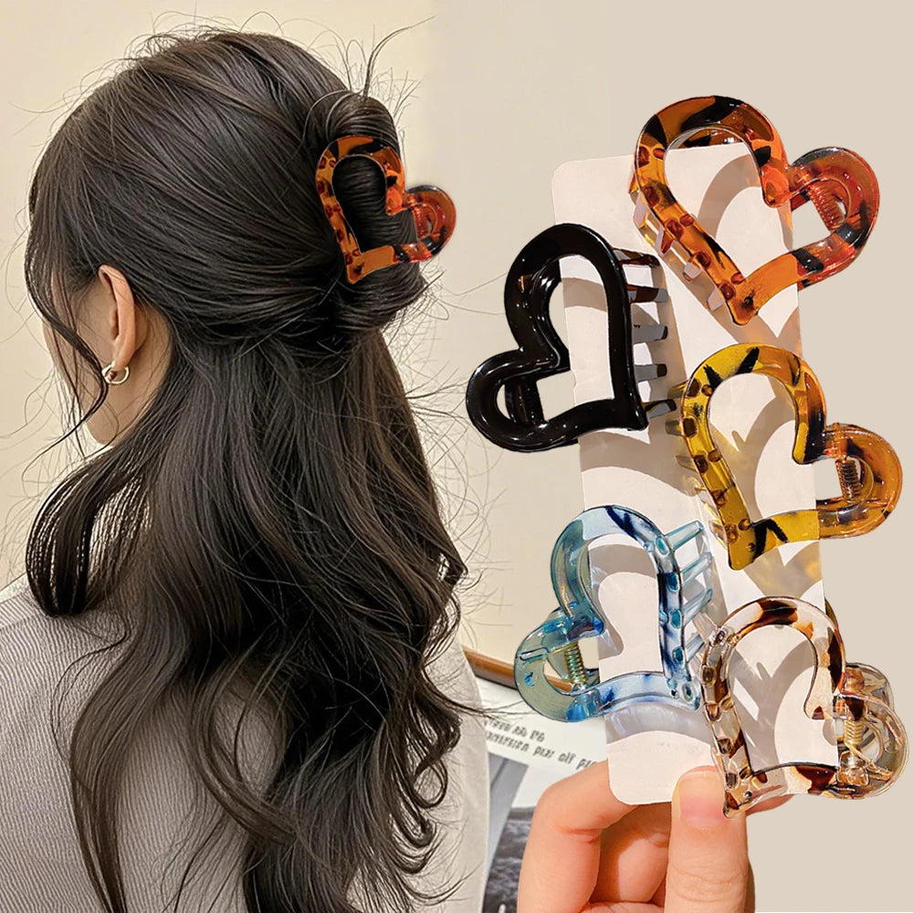 5-Pack Heart Claw Clips – Multi-Color