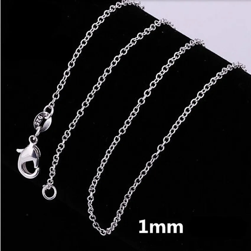 925 Sterling Silver 1MM circle chain necklace
