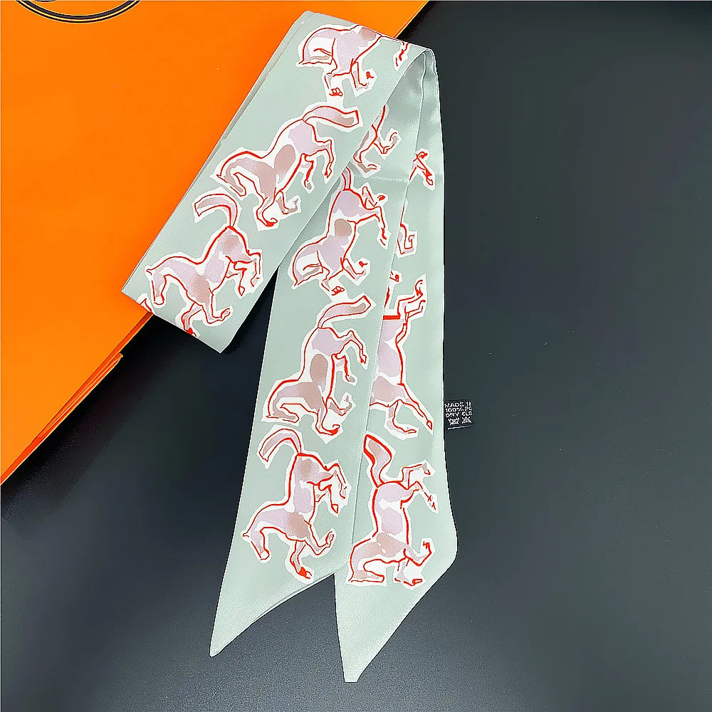 Saddle Print Summer Skinny Silk Scarf