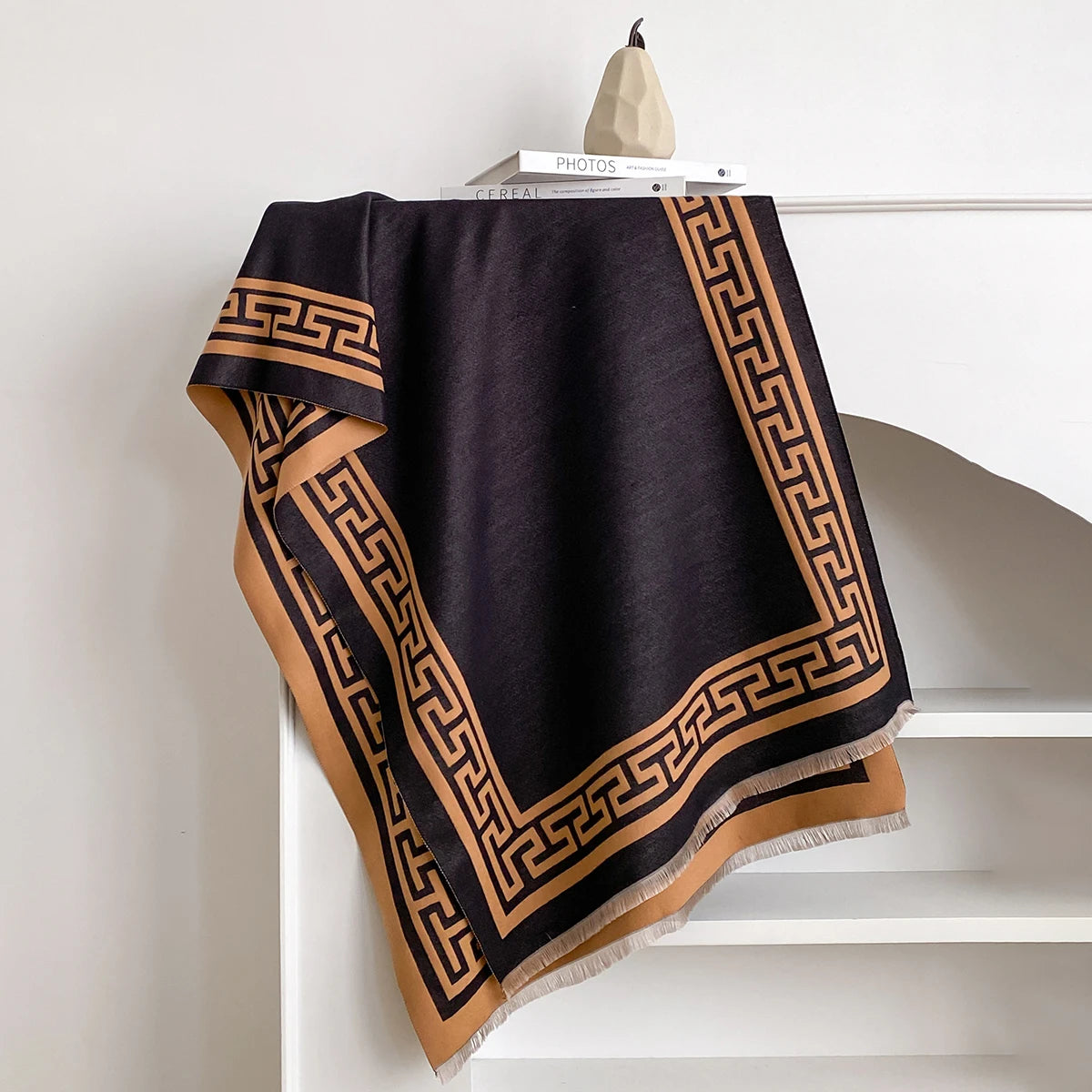 Women Geometry Print Pashmina Shawl Warm Cashmere Scarves Luxury Winter Thick Blanket Bufanda Female Wrap Bandana Echarpe Poncho