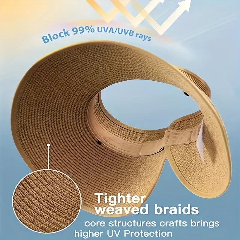 Summer Visors Hat  UV-Resistant Foldable  Large Brim