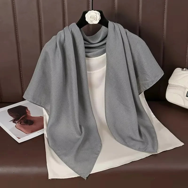 90*90cm Square Scarves Solid Color Cotton Linen
