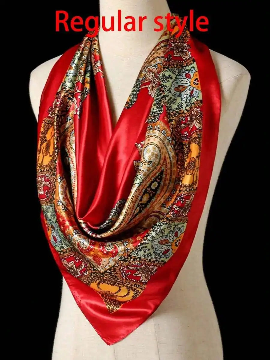 35 inch  large square silk headscarf