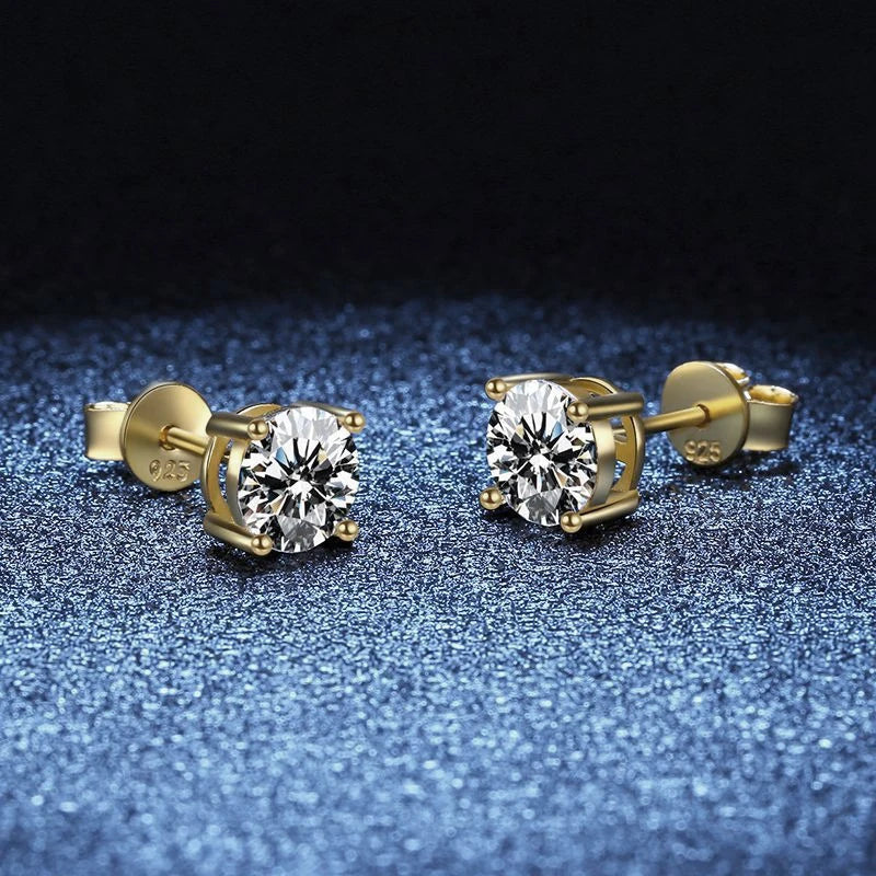 Classic Sterling Silver Gold  Stud Earrings