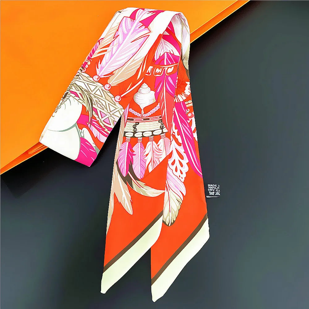 Saddle Print Summer Skinny Silk Scarf