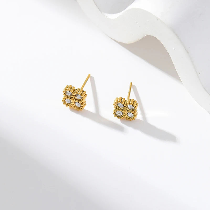 Clover Zircon Necklace Bracelet Earrings Set