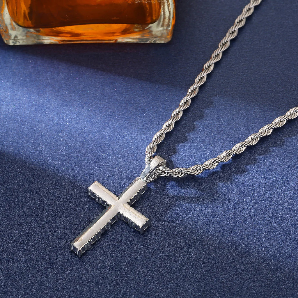 Men's Stainless Steel Cross Twist Chain Necklace