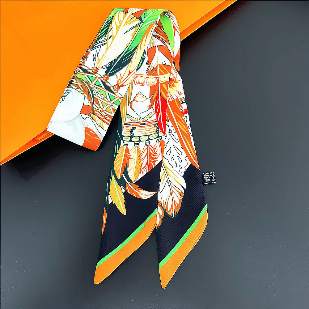 Saddle Print Summer Skinny Silk Scarf
