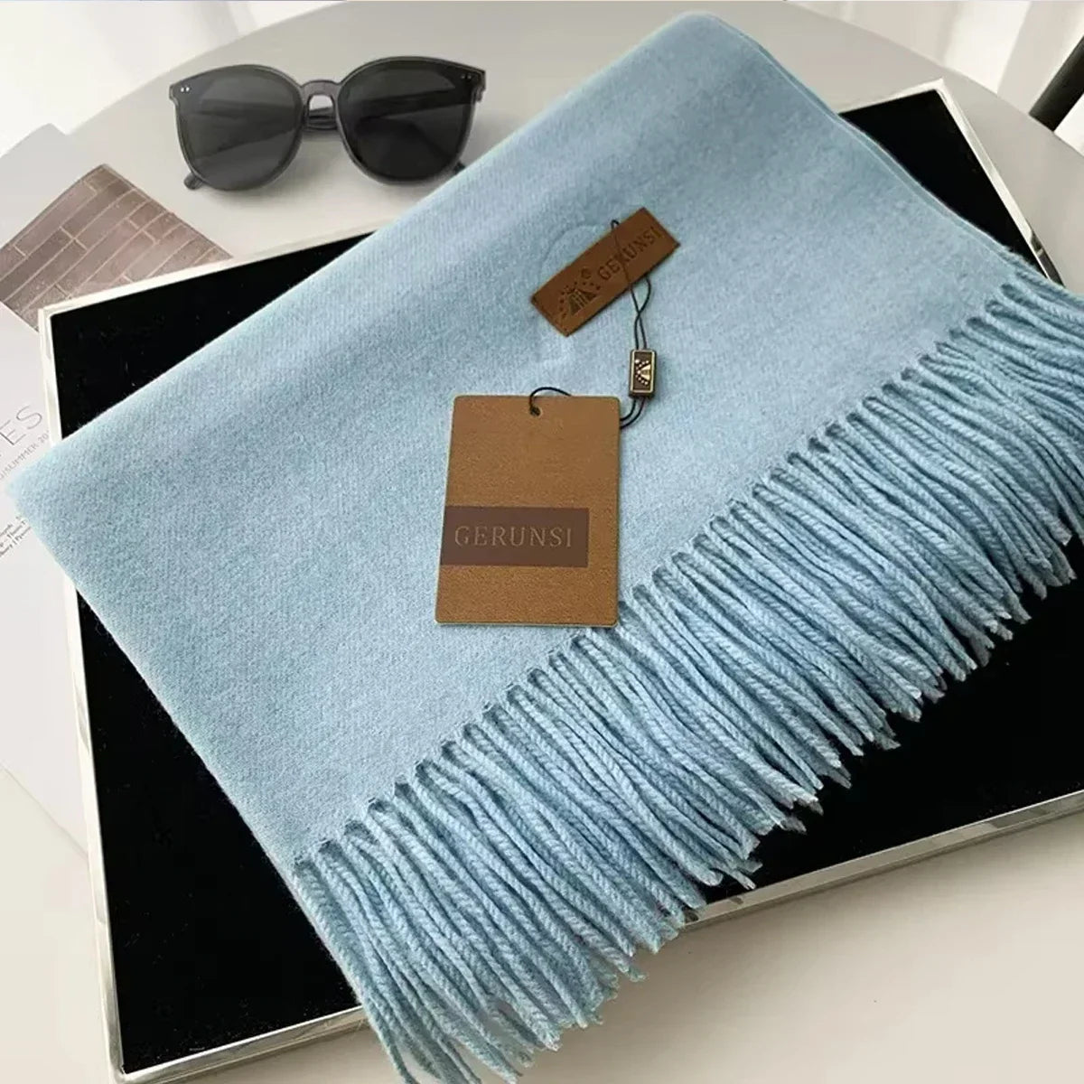 Cashmere Scarf Thick Warm Pashmina  Solid Color Tassel