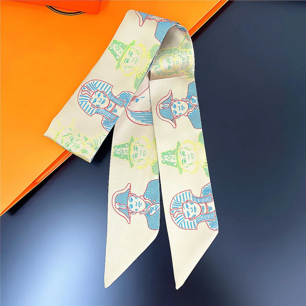 Saddle Print Summer Skinny Silk Scarf