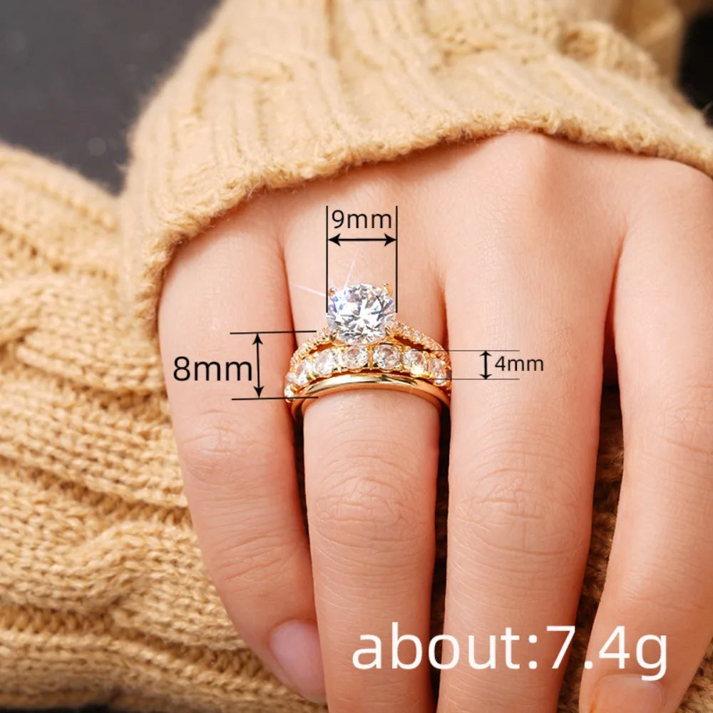 Set  Inlaid Crystal Zircon Ring