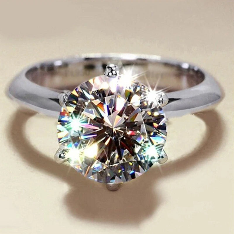 0.5/1/2/3 Carat  Moissanite Solitaire Rings  Silver Lab Diamond