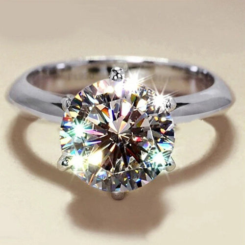 0.5/1/2/3 Carat  Moissanite Solitaire Rings  Silver Lab Diamond