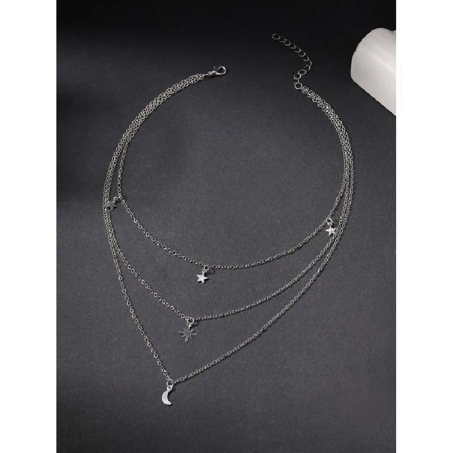 Star & Moon Design Layered Necklace