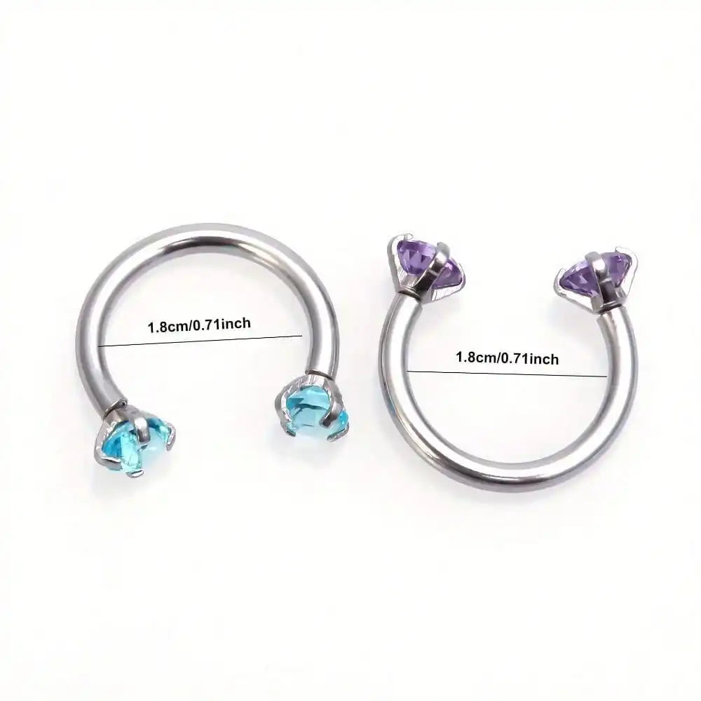 Purple Crystal Nose Ring Stud Set