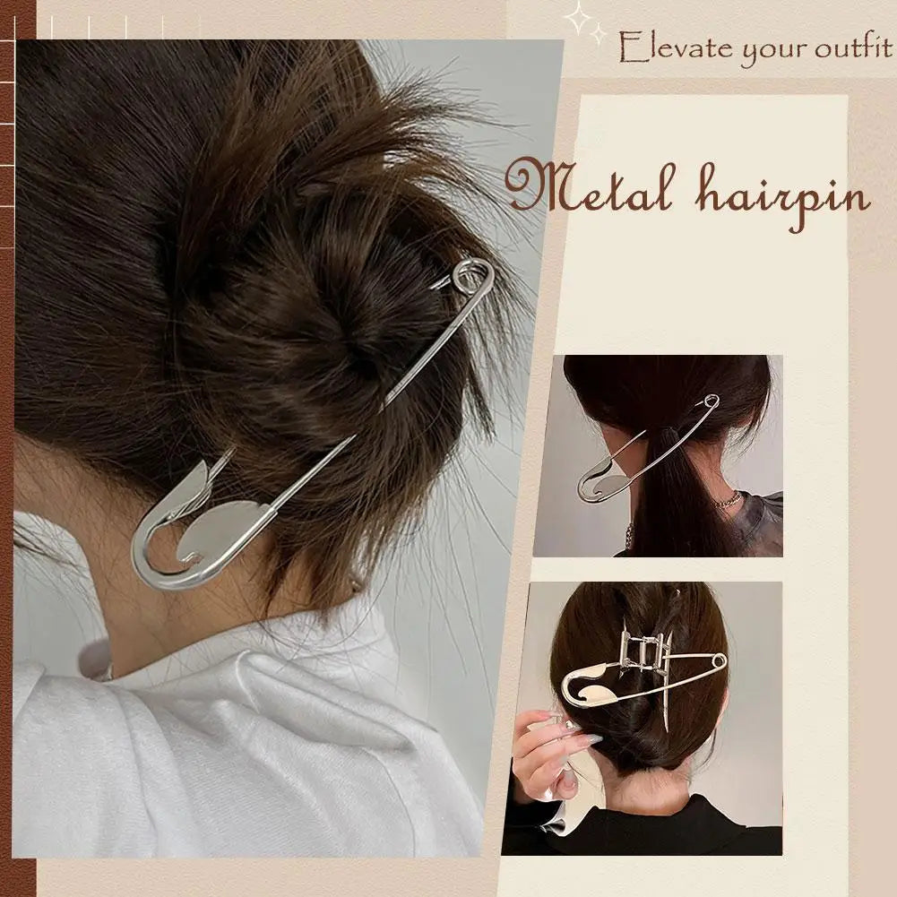 Large Safety Pin Metal Hair Claws